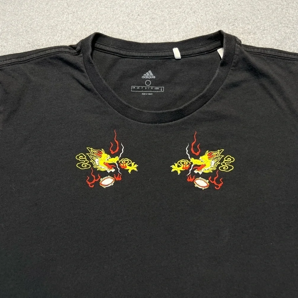 Rare Adidas Japan Rugby Dragon Map Sukajan Style Tee Black Medium